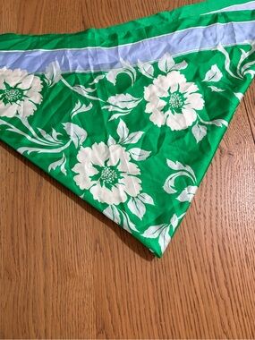 Talbots Emerald Green Silk Scarf with Pale Blue Border